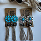 Western Concho Bead Fringe Dangle Earrings