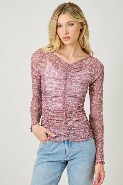 Lettuce Hem Mesh Print Top - Southern Sassy Boutique