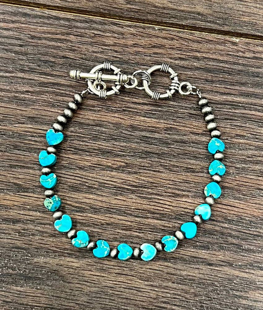 711471, Handmade 6mm Heart Gemstone Adjustable Bracelet