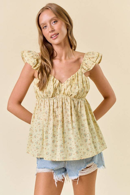 Sweetheart Neckline Ruffled Strap Babydoll Top