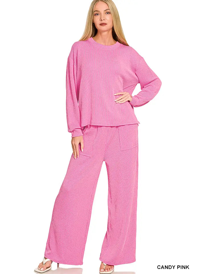 Raised Rib Pullover & Pants Set