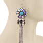 Western Concho Bead Fringe Dangle Earrings