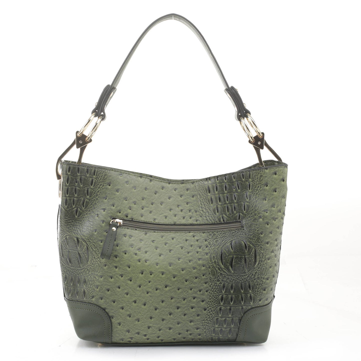 Ostrich & Croc Embossed Hobo Set w/ Wallet