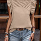 Crinkle Pleated Ruffle Mock Neck Top