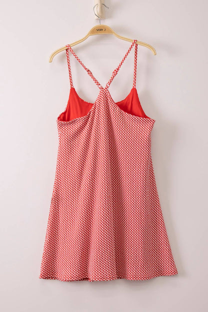 ND32119 - Textured Checkered Knit Activewear Tennis Dress