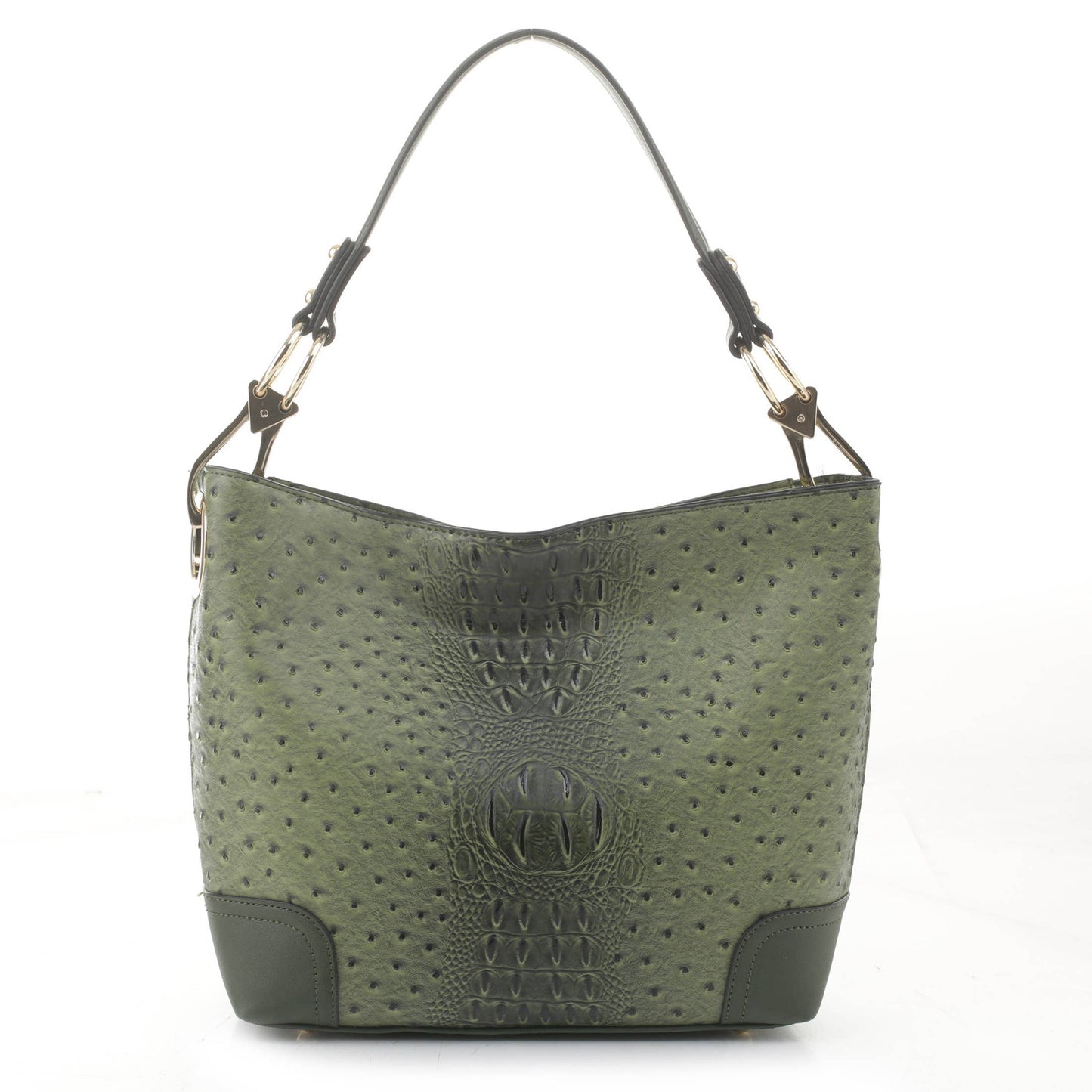 Ostrich & Croc Embossed Hobo Set w/ Wallet