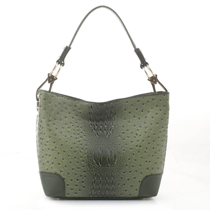 Ostrich & Croc Embossed Hobo Set w/ Wallet