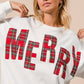 Plaid Merry Lettering Christmas Fleece Sweatshirt