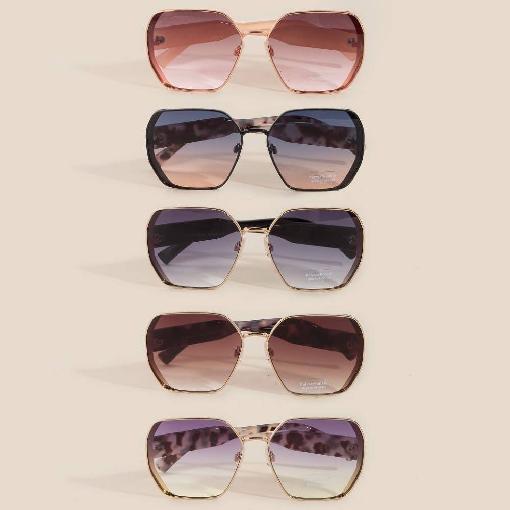 Thin Metallic Frame Large Lens Sunglasses