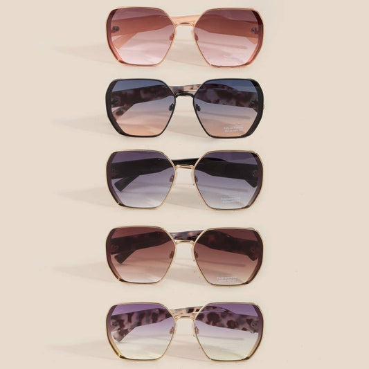 Thin Metallic Frame Large Lens Sunglasses
