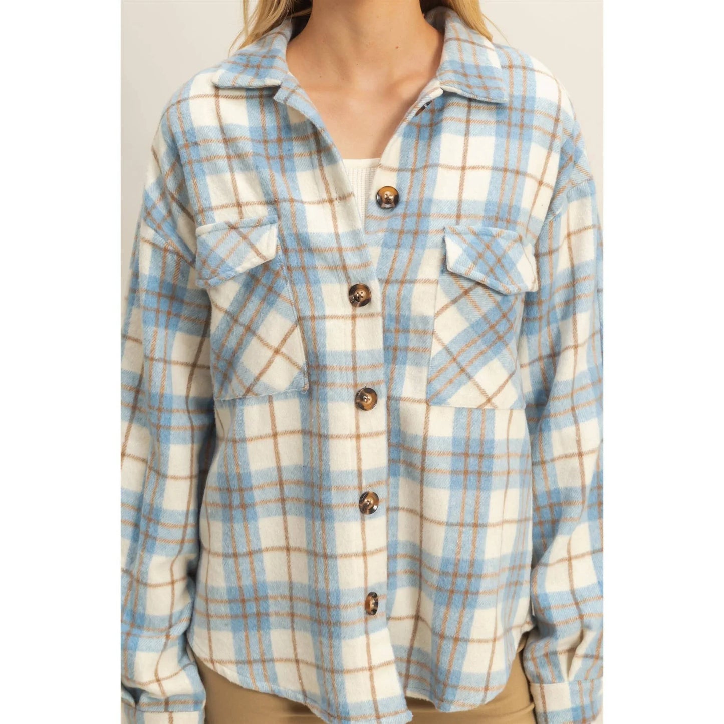 Collared Plaid Shacket - Southern Sassy Boutique