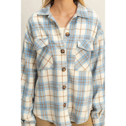 Collared Plaid Shacket - Southern Sassy Boutique