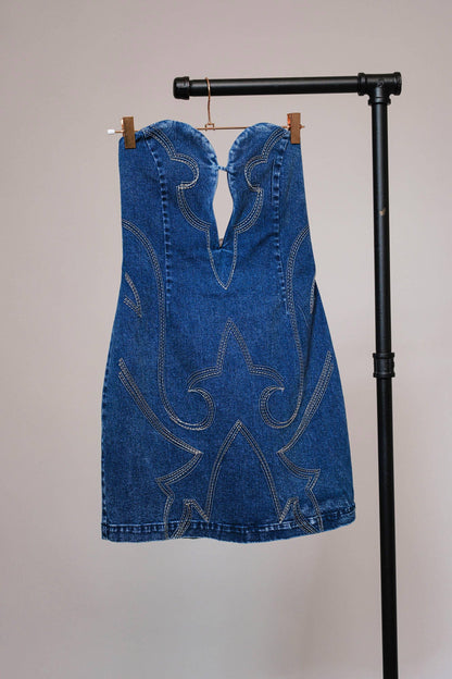Sweetheart Denim Minidress - Southern Sassy Boutique