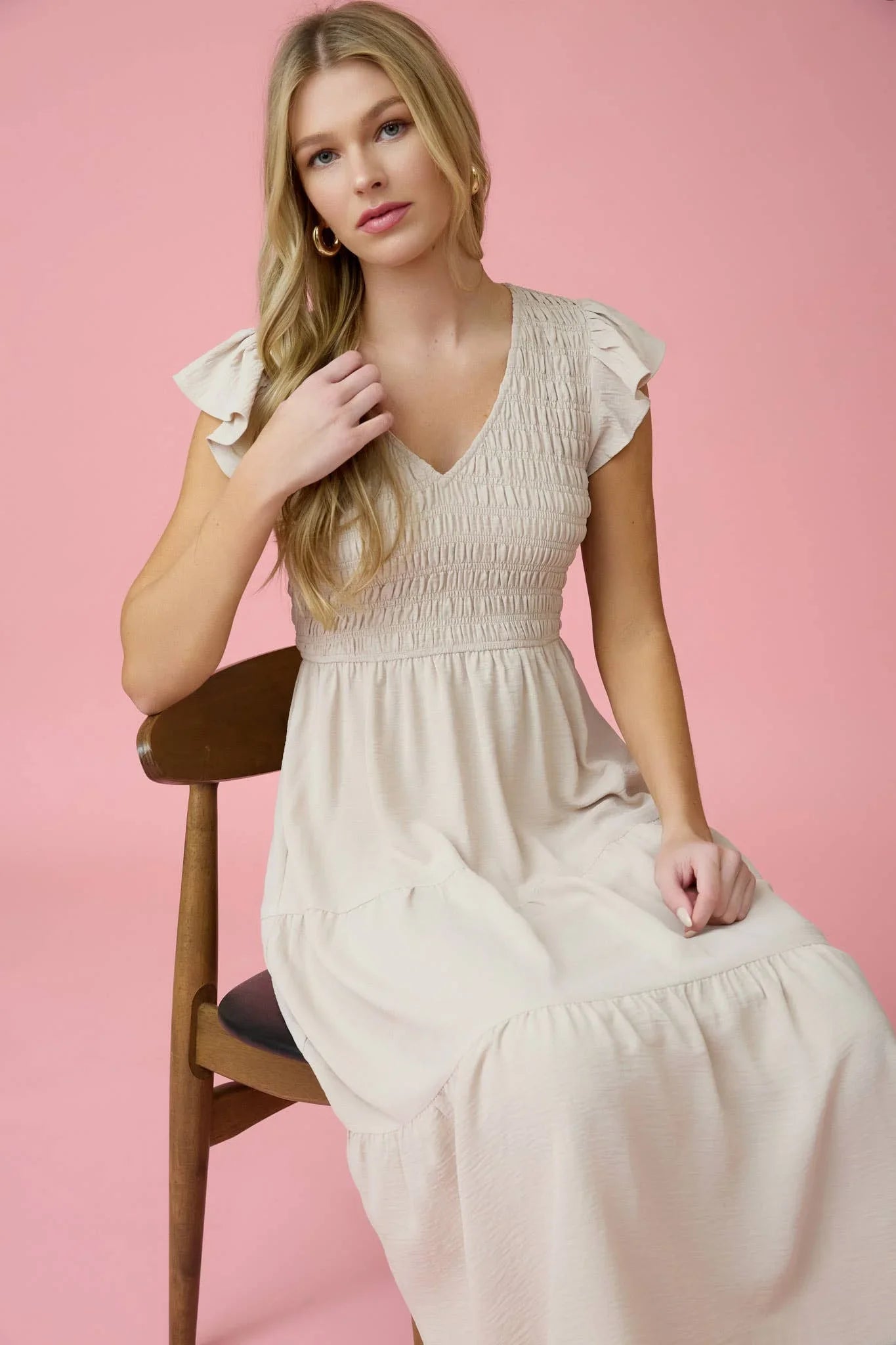 FLUTTER SLEEVE MAXI DRESS - Southern Sassy Boutique