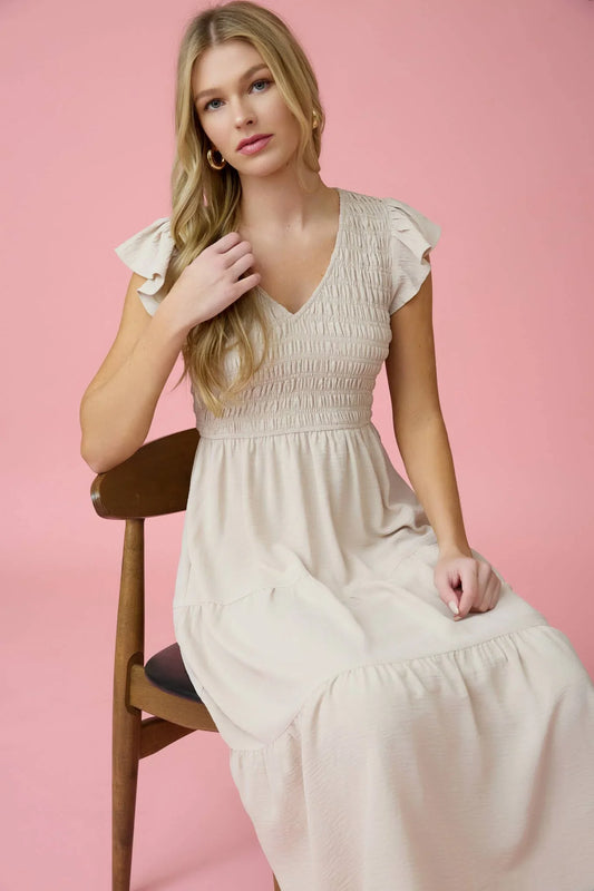 FLUTTER SLEEVE MAXI DRESS - Southern Sassy Boutique