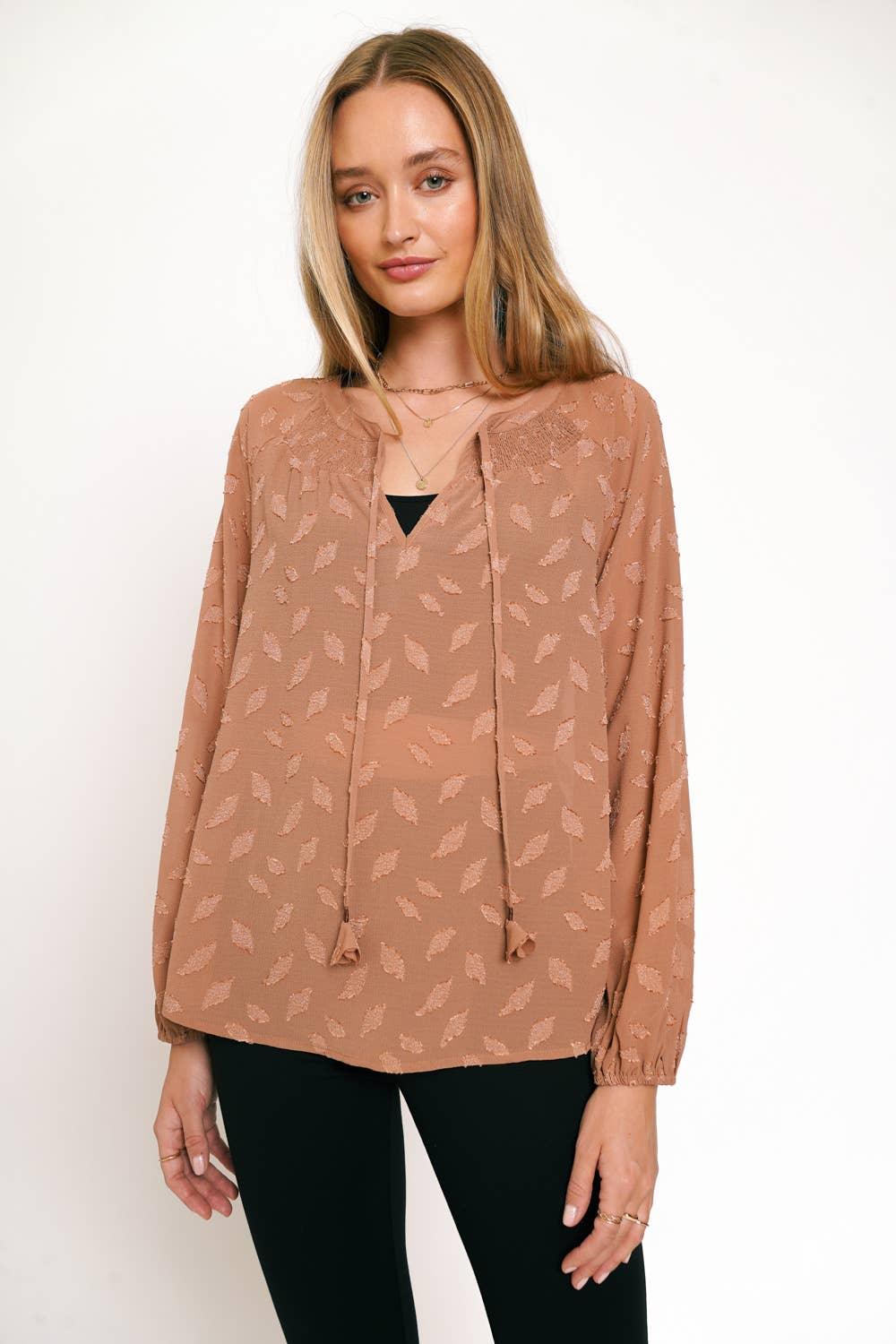 Jacquard Blouse - Southern Sassy Boutique