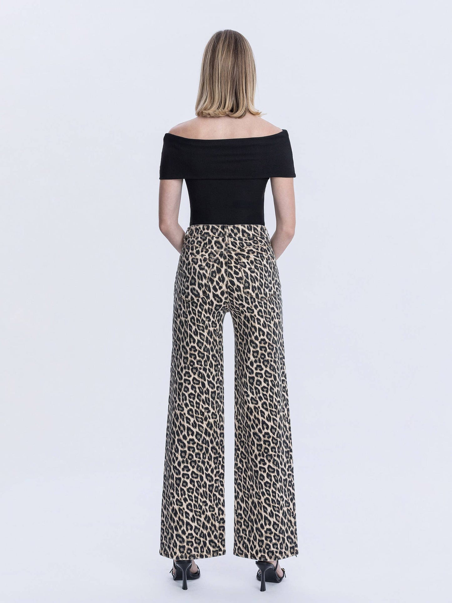 SUPER HIGH RISE LEOPARD PRINT WIDE LEG JEANS LV2000LPD