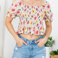 Smoked Floral Puff Top
