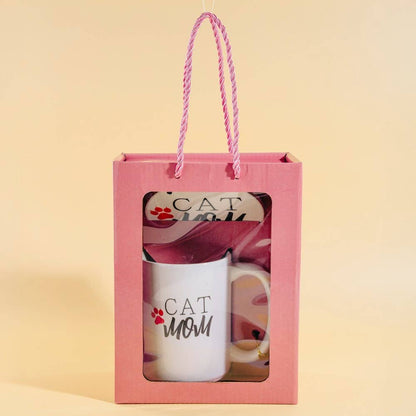 Cat Mom 15 Oz Mug With Matching Coaster Gift Set