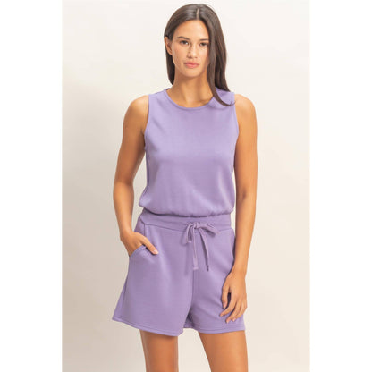 Drawstring Waist Sleeveless Romper