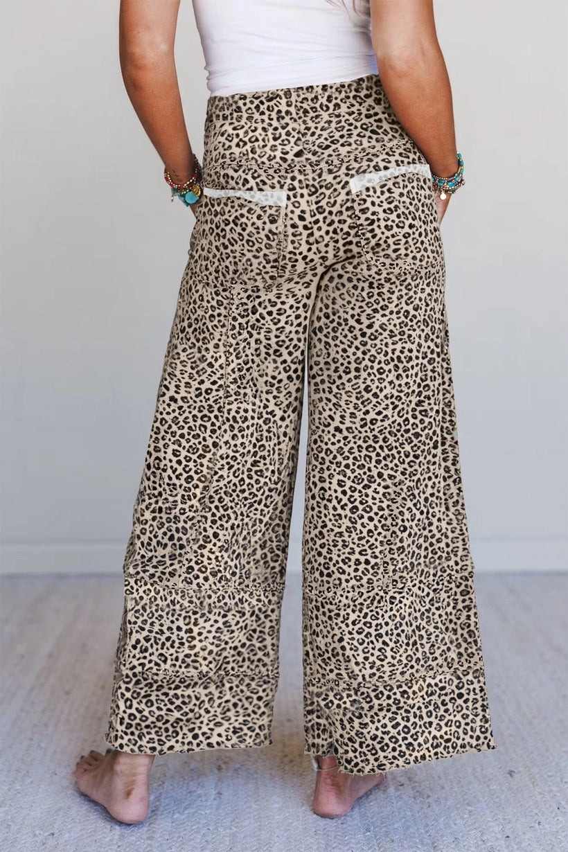 Khaki Animal Print Knit Pants