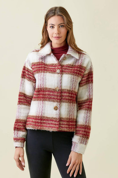Plaid Printed Jacket - Southern Sassy Boutique