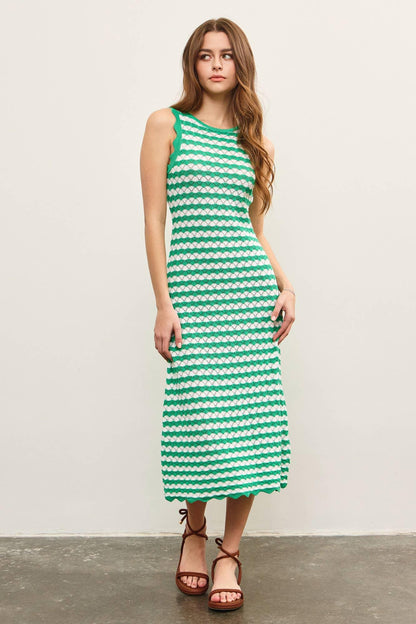 SCALLOP EDGE SLEEVELESS SWEATER DRESS - Southern Sassy Boutique
