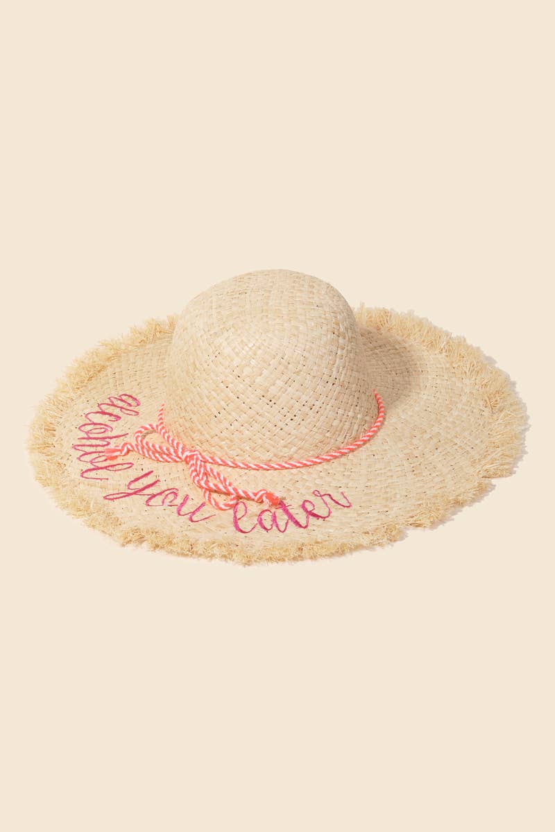 Alcohol You Later Raffia Sun Hat