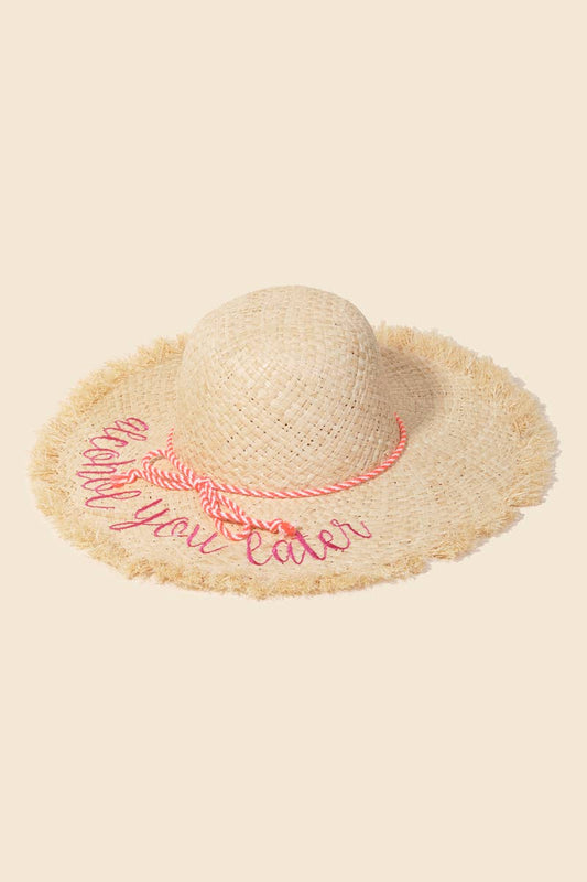 Alcohol You Later Raffia Sun Hat