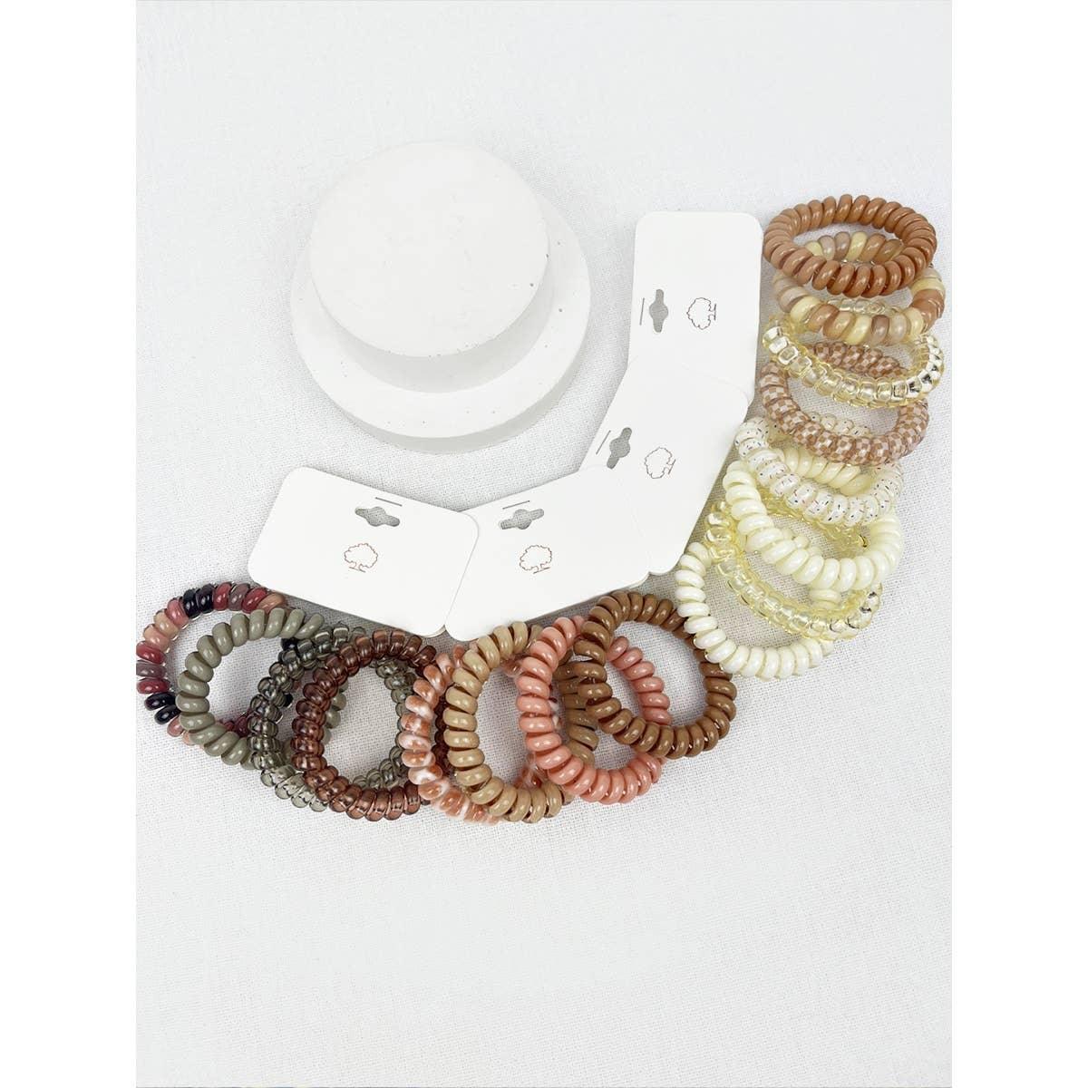 Cream and Multi Design Spiral Hair Ties - Southern Sassy Boutique