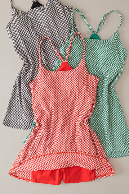 ND32119 - Textured Checkered Knit Activewear Tennis Dress