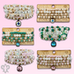 Pearl, glass and gold bead bracelet with Austrian crystal