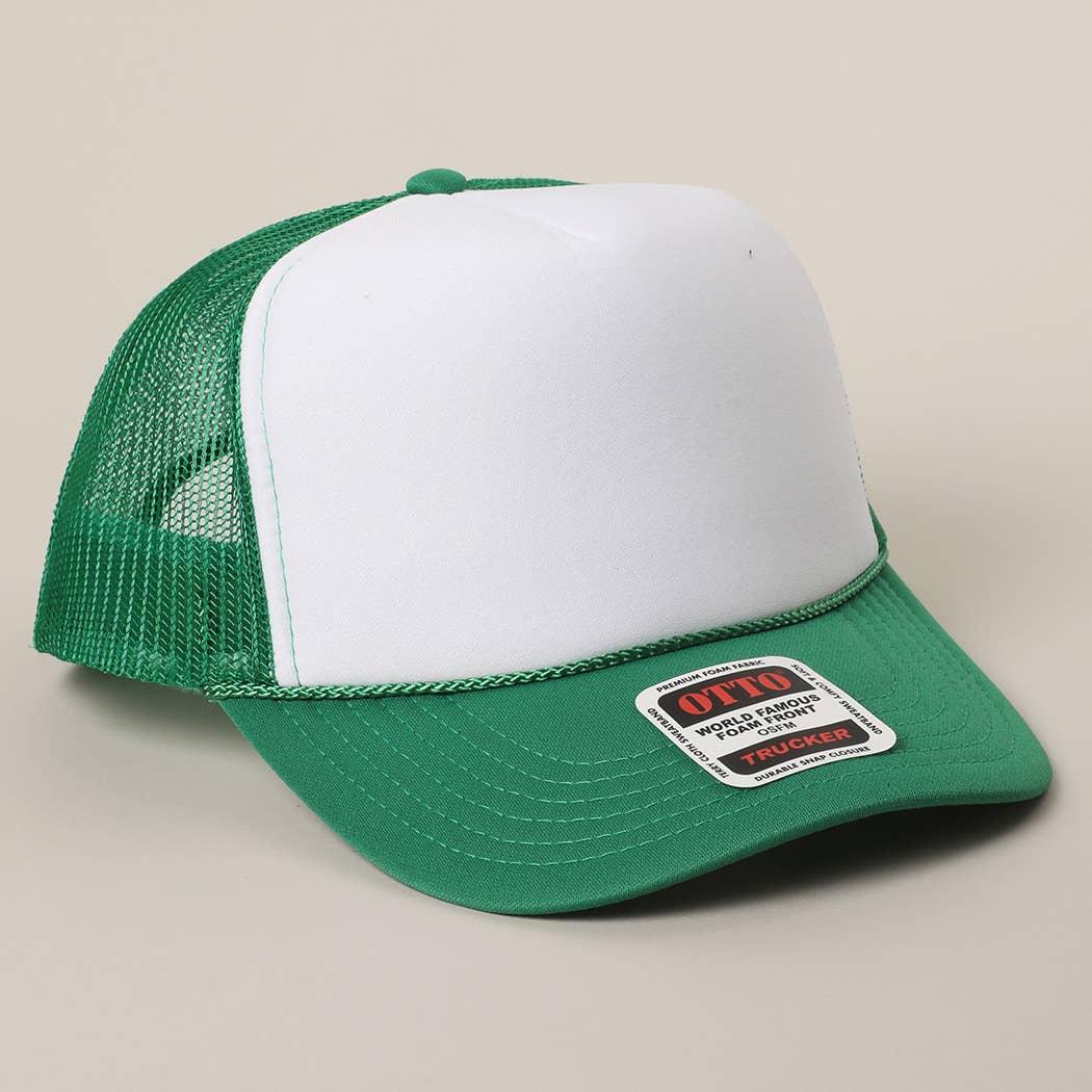 Two-Tone Mesh Back High Crown Foam Trucker Hat - Southern Sassy Boutique