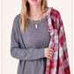 Brushed Waffle Fabric Loose Fit Long Sleeve Top