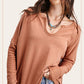 Textured Fabric Contrast Terry Long Sleeve Top