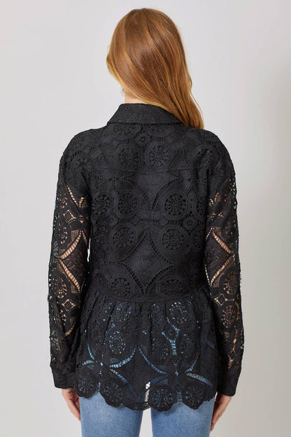 Lace Peplum Trucker Jacket - Southern Sassy Boutique