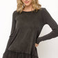 Ruffle Hem Long Sleeve Top