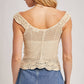 CROCHET RUFFLED KNIT TOP