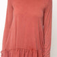 Ruffle Hem Long Sleeve Top
