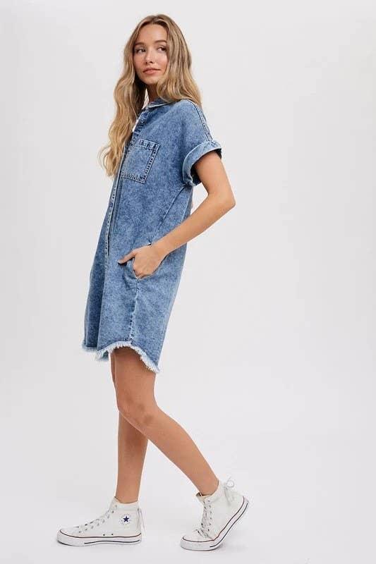 Looses Denim Cardigan Dress - Southern Sassy Boutique