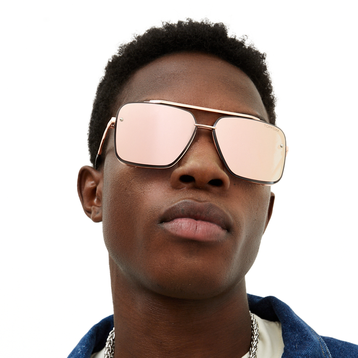 Bella -Tangle Free- Rose Gold Oversized Squared Aviators