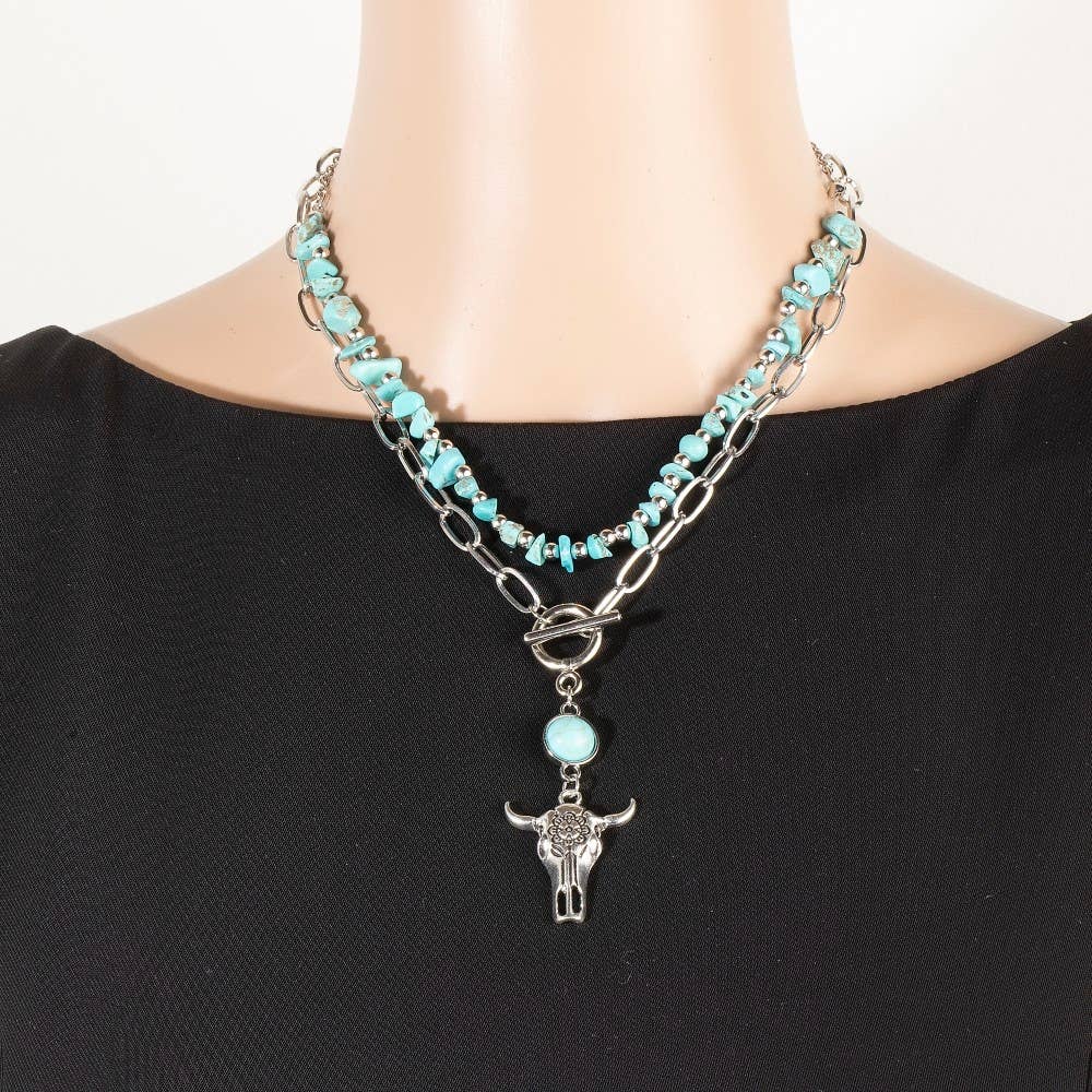 Turquoise Western Charm Toggle Necklace