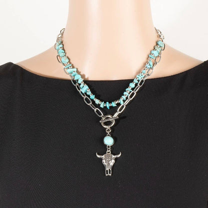 Turquoise Western Charm Toggle Necklace