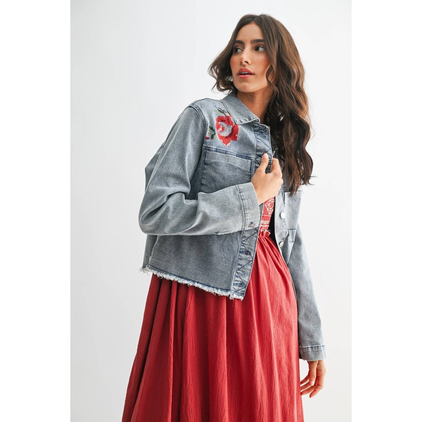 STYLISH EMBROIDERED DENIM JACKET