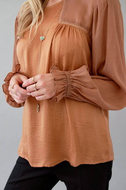 Shimmer Satin Blouse - Southern Sassy Boutique
