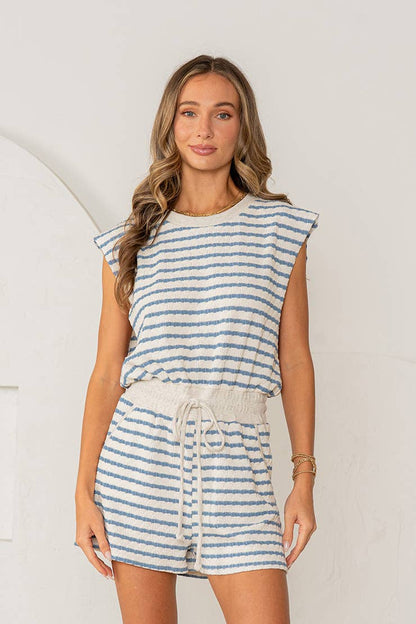 Curvy Relaxed Fit Stripe Romper