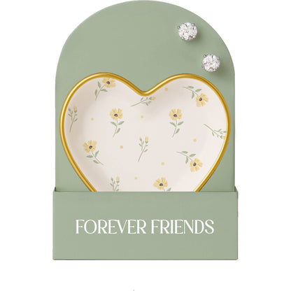 Forever Friends - Sterling Silver CZ Earring and Dish Set