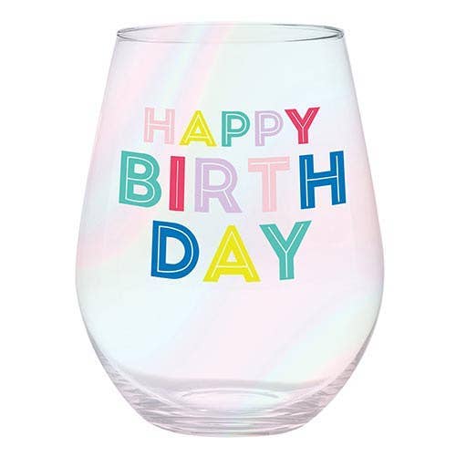 Jumbo Wine Glass - Happy Birthday - Multi