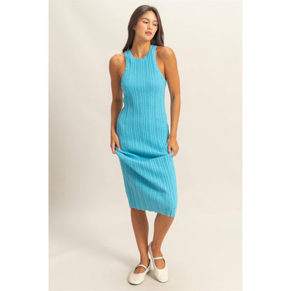 Round Neck Bodycon Ribbed Knit Dress