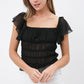 Sheer Sucker Chiffon Ruffle Elastic Tiered Bodysuit